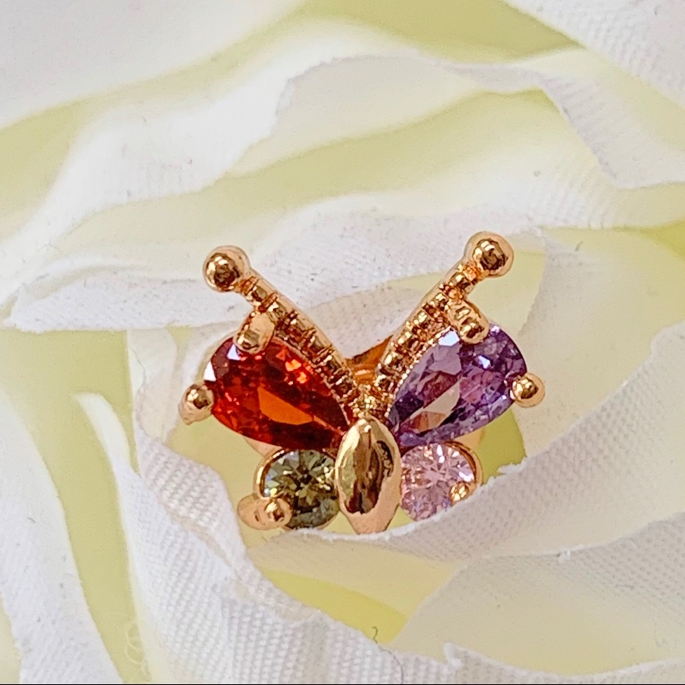 Multicolor Cubic Zirconia Butterfly Earrings
